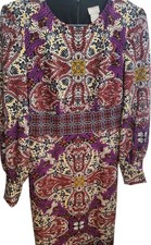 Chico's size 0 Multi-Color Paisley Pull-over Polyester Jersey knit Shift Dress