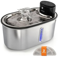 Wireless Cat Water Fountain Stainless Steel 108oz/3.2L, Cordless, Battery Ope...