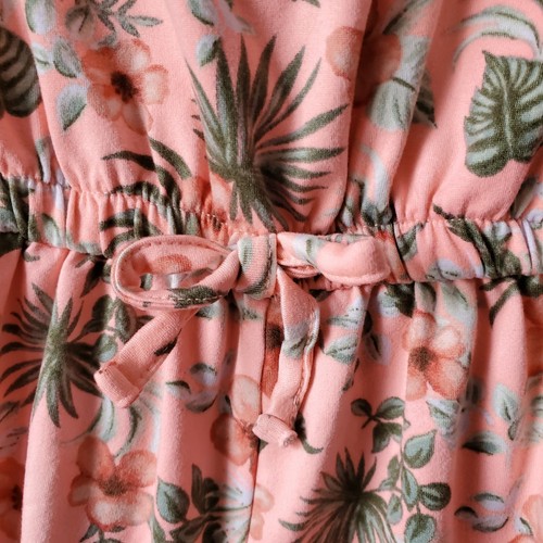 Little Lass Girls Tropical Floral Romper 12 Shorts Pink Green NEW - Picture 3 of 9