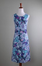 TALBOTS $138 Smooth Stretch Floral Jewel Tone Open Back Tank Dress Size Medium