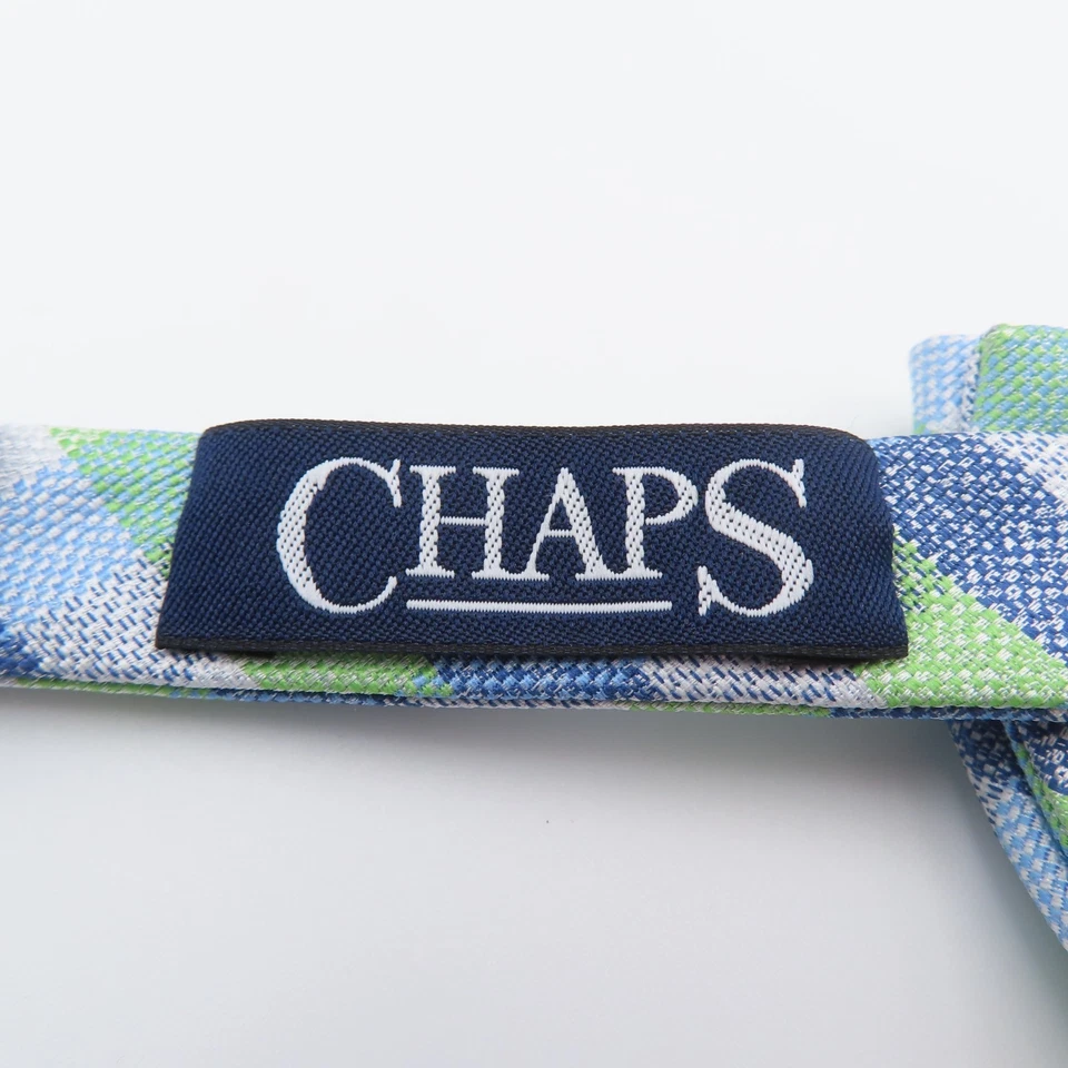 Pajarita Chaps verde azul blanco a cuadros 2" de ancho poliéster pre atado Foto 3 de 4