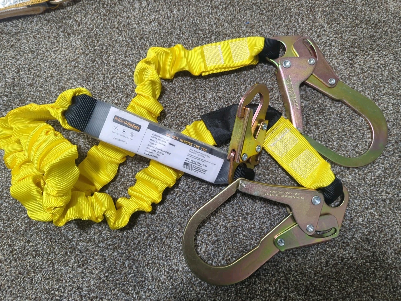 KwikSafety PYTHON 6' Shock Absorbing Safety Lanyard
