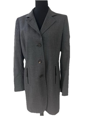 AKRIS Punto Gray Stretch Wool Blend Blazer Jacket Zip Pocket Tailored US 8