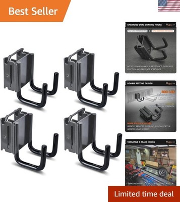 4-Pack 2''x2'' Heavy-Duty E-Track Double Fitting J Hooks with Extra Rubberized ...