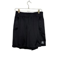 Adidas Men's Black Mesh Athletic Shorts with White Logo Size L