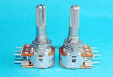 Japan ALPS RK16 100KAX2 LOG Stereo Volume Potentiometer Dual 100K Knurled Shaft