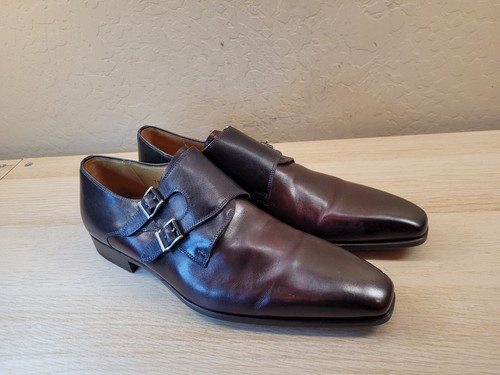 Magnanni Brown Leather Monk Double Strap Dress Shoes Mens Size 8 - Picture 2 of 11