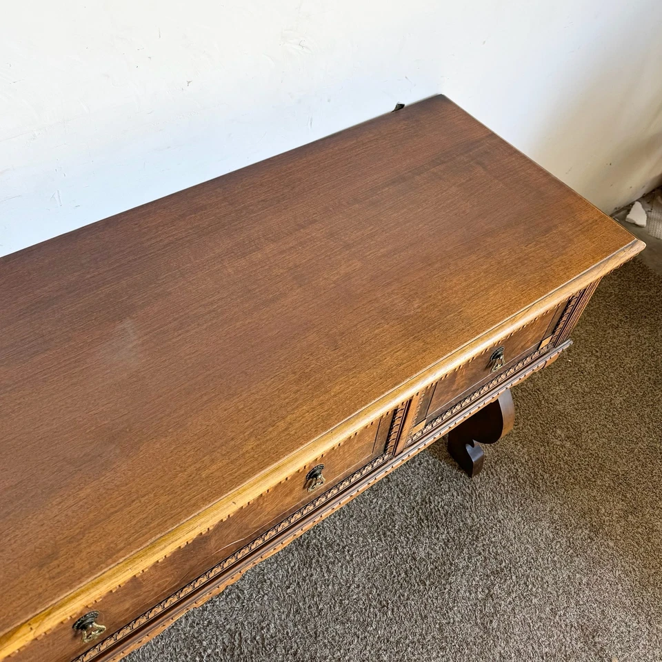 Vintage Jacobean Style Burl and Walnut Server/Sideboard - Image 4 of 4