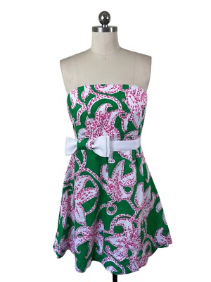 Lilly Pulitzer Amberly Dress Womens Pink Green Floral Strapless