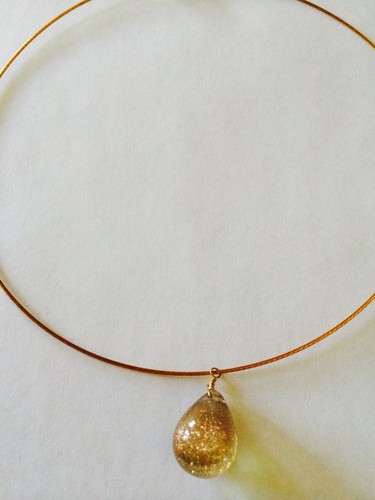 Handmade Fun citrine bronze beach choker - Picture 3 of 8