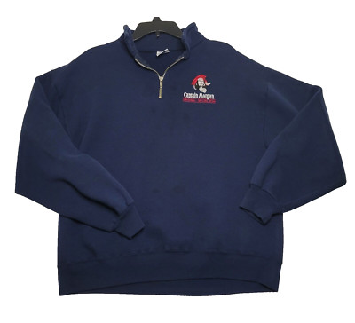 Vintage Jerzees Super Sweats 1/4 Zip Pullover Captain Morgan Logo Mens L Large