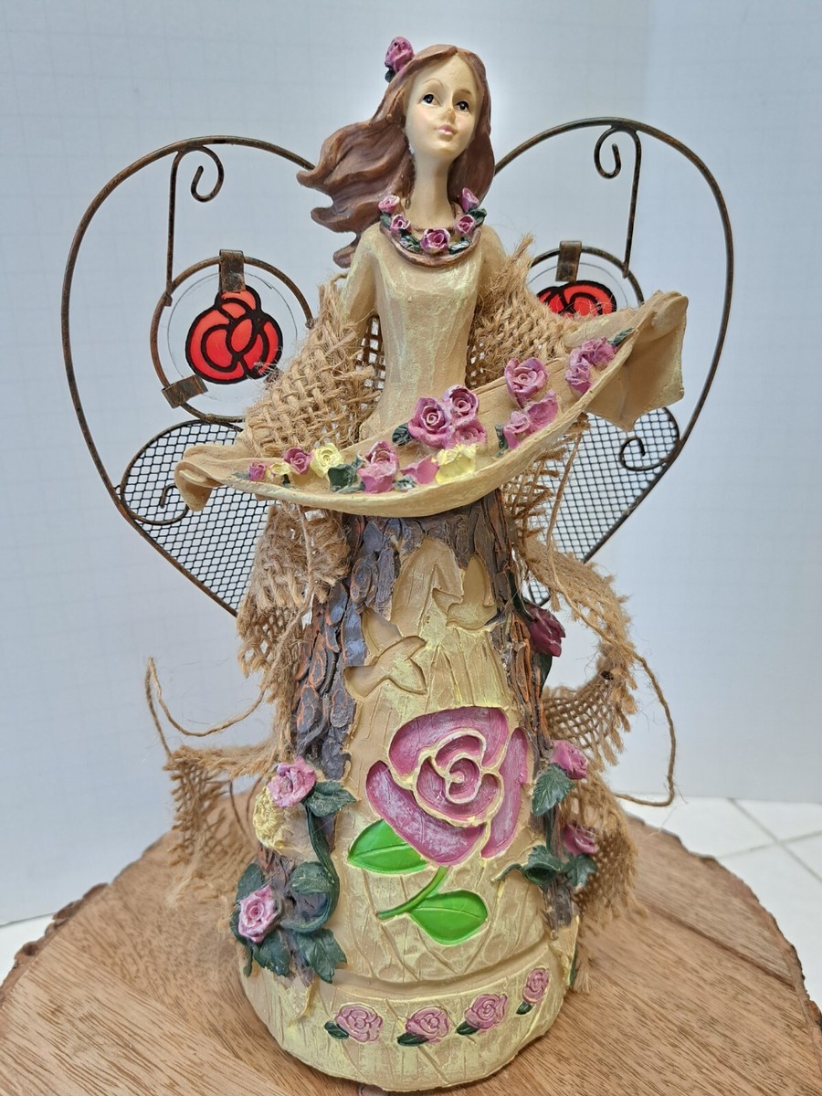 Rose Angel 10" Resin Figurine w/ Music Box Plays Red, Red Rose Wire Wings Burlap | eBay Rose Angel 10" Resin Figurine w/ Music Box Plays Red, Red Rose Wire Wings Burlap | eBay