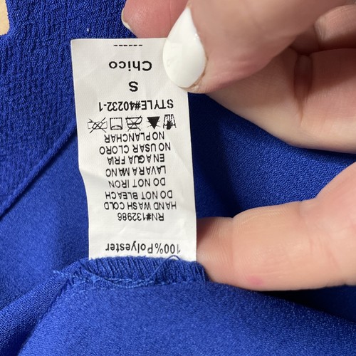 MITTOSHOP Size S Women's Cute Lightweight CREPE SCALLOP Hem Zip Dress Blue - Picture 6 of 8
