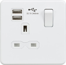 Screwless Switched Socket with Dual USB charger (2.4A) 13A 1G