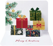 Stack of Five Presents Box of 5 Hand-Folded Pop Up 3D Christmas Cards