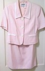 KASPER LIGHT PINK WHITE TRIM SHORT SLEEVE SKIRT SUIT 8 PETITE? FULLY LINED EUC 8 — photo 8