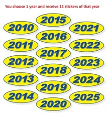 Windshield Oval Model Year Vinyl Stickers Blue Yellow 12 Of 1 Year Per Pack Windshield Oval Model Year Vinyl Stickers Blue Yellow 12 Of 1 Year Per Pack