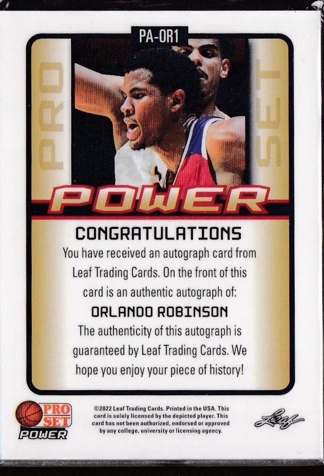 2021-22 Leaf Pro Set Power Portrait Orlando Robinson Auto #PA-OR1  Kings - Image 2 of 2