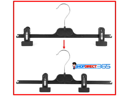 Black Plastic Adjustable Clip Hangers Clothes Coat Skirt Trouser Hanger Rack 343 - Picture 4 of 8