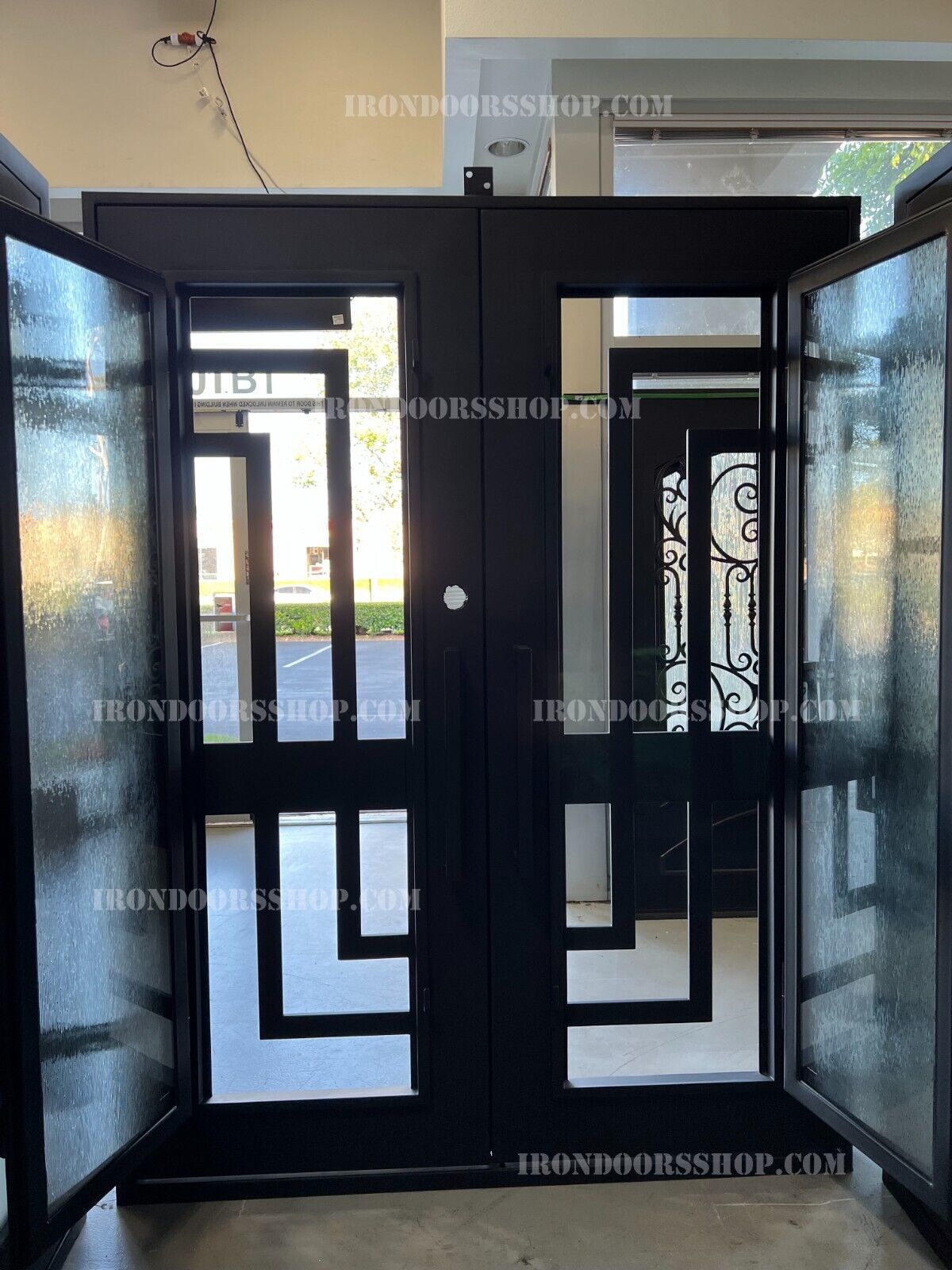 Santiago Modern double steel door with operable glasses Right hand in stock