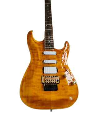 Electric Guitar Pensa Knopfler Electric Guitar Amber Sunburst Quilted Maple Top
