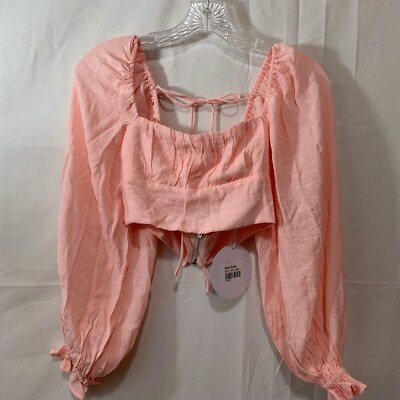 Princess Polly Womens NWT Orione Long Sleeve Crop Top in Pink