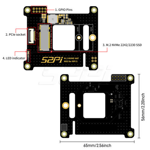 N05 M.2 2242 PCIe to NVMe Top Extension Adapter Board for Raspberry Pi 5 - Afbeelding 4 van 9