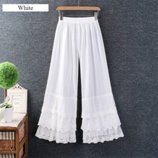 Women Bloomers Pants Layered Lace Trim Trousers Ruffle Casual Victorian Gothic