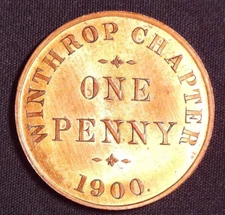 Winthrop Chapter Masonic Penny Token Winthrop Massachusetts