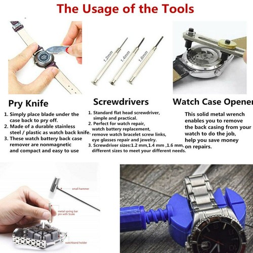 Watch Repair Kit Case Opener Holder Link/Pin Remover Watch Press + 12 Nylon Dies - Picture 52 of 54