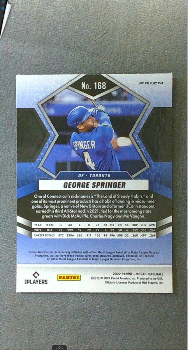 2022 Panini Mosaic Green Prizm #168 George Springer Blue Jays | eBay