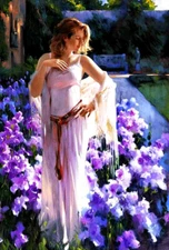 High Quality Oil Painting Women in the Flowers Handpainted On Canvas Modern Art