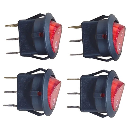 4x Interruptor basculante redondo de encendido/apagado de 3 pines SPST con lámpara de neón roja 10A/125VAC NUEVO - Imagen 5 de 5