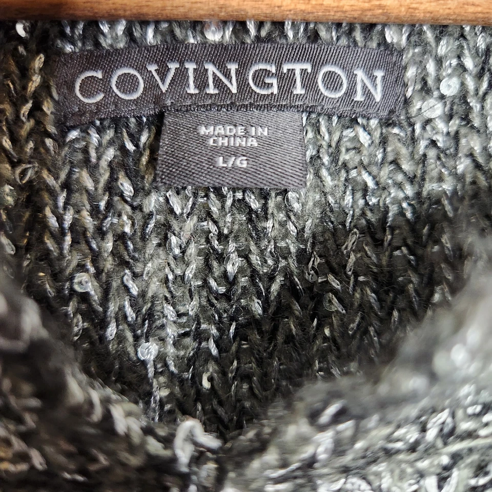 Cárdigan corto gris manga 3/4 con lentejuelas brillantes Covington para mujer talla grande Foto 3 de 4