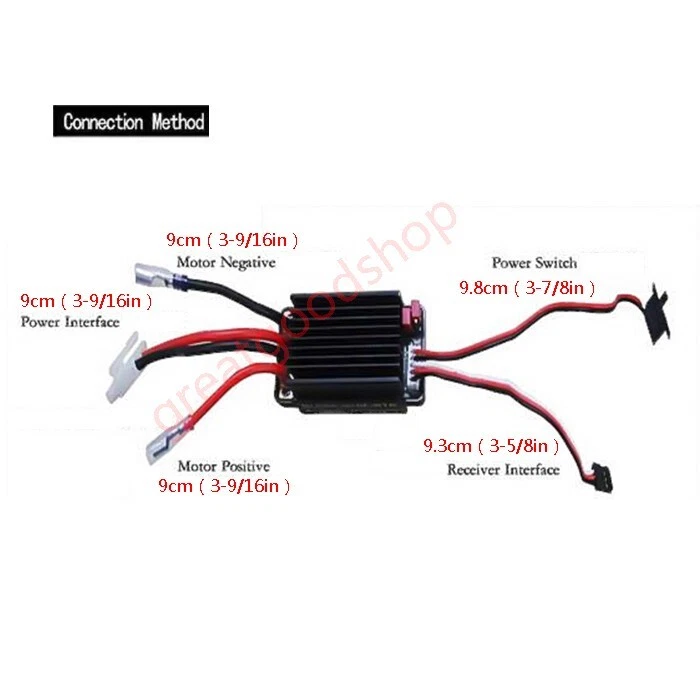 Controlador de velocidad ESC cepillado 320A impermeable de alto voltaje para motor de barco de coche RC Foto 3 de 4