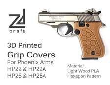 3D Printed Grips - Phoenix Arms HP22 HP22A HP25 HP25A - Light Wood Hexagon