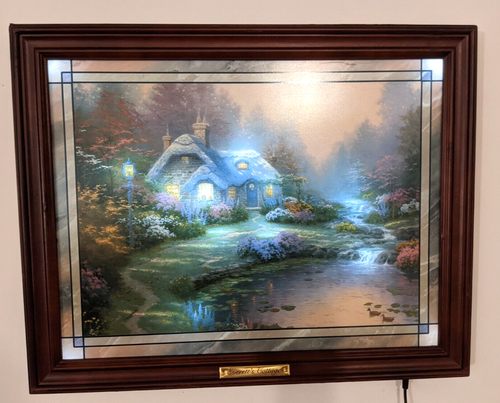 HTF Thomas Kinkade "EVERETTE'S COTTAGE" ILLUMINATED Canvas Bradford Exchange