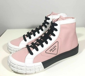 prada white and pink sneakers