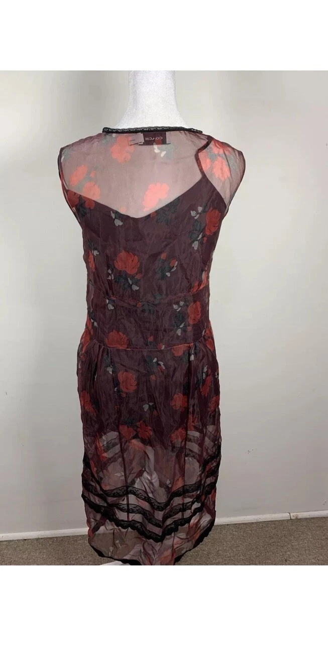 COACH ABITO TRASPARENTE IN ORGANZA MISTO SETA STAMPA FLOREALE Taglia 0