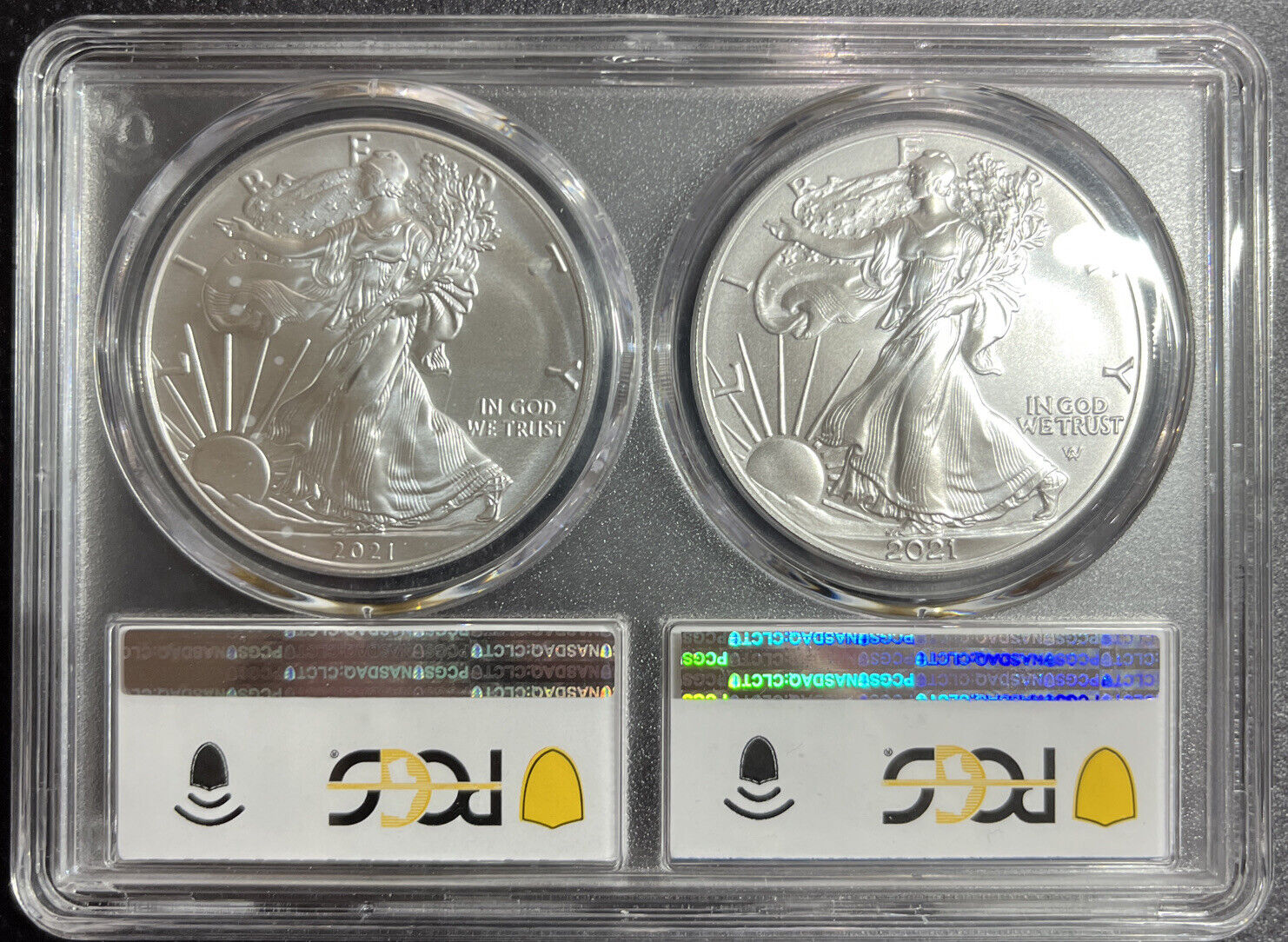 2021 Silver Eagle Type 1 & 2 Last And 1st Production West Point Mint PCGS MS70