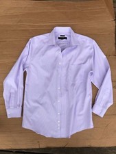 Pronto Uomo Non Iron Purple Striped Long Sleeve Dress Shirt Mens Size 16 32/33