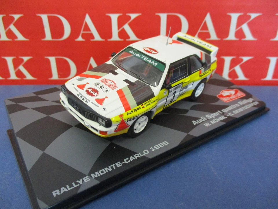 Die cast 1/43 Modellino Auto Audi Quattro Sport Rally Monte Carlo 1985 Rohrl RMC - Immagine 2 di 4