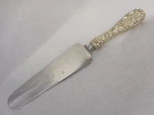 STIEFF FORGET-ME-NOT 1910 STERLING SILVER & STAINLESS CAKE KNIFE 9 3/4" NO MONO