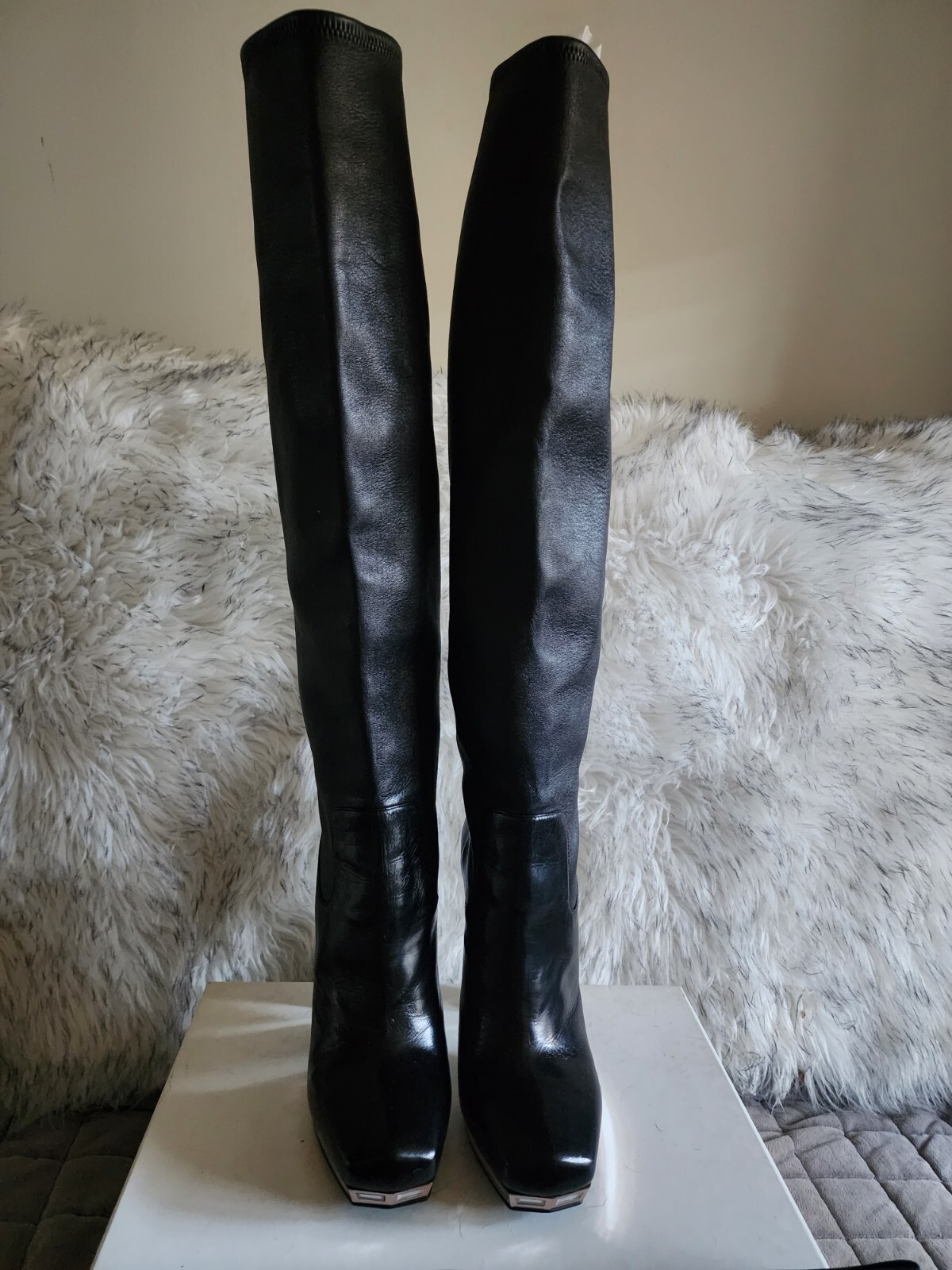 Stivali Yves Saint Laurent tacco vetro altezza ginocchio 38 5