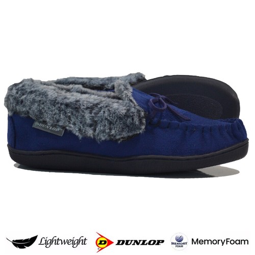 LADIES DUNLOP MEMORY FOAM SHEEPSKIN SLIPPERS WINTER WARM COMFORT MOCCASIN SHOES - Picture 21 of 29