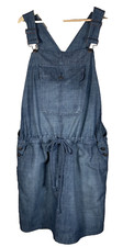 Gap Women's Y2K Denim Look Bib Overalls Dress Sz XL Drawstring Cottage Prairie
