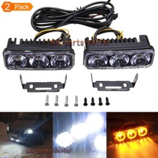 2x Universal Car Drl Led Daytime Running Light Driving Turn Signal Whiteamber