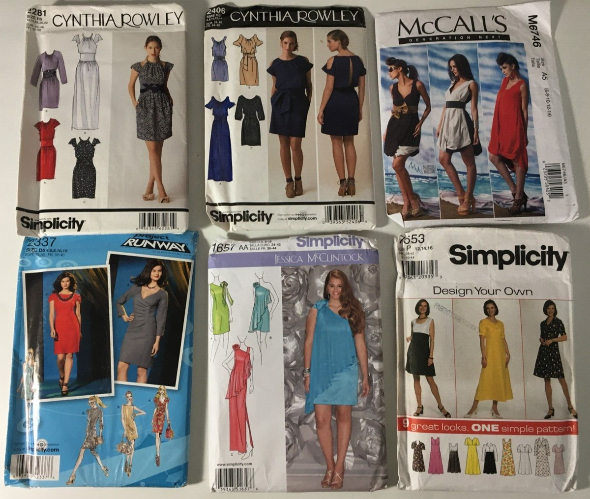 dressmaking patterns ladies dresses Sewing Mixed 6 Lot Women's Size 6,8, 10,12,14,16 New Uncut A11Y dress patterns
