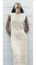 ZARA SLEEVELESS KNIT DRESS ECRU SIZE L REF. 3859/039 BNWT