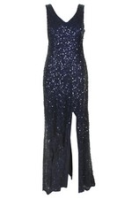 Nightway Navy Sleeveless Sequin Lace Gown 8